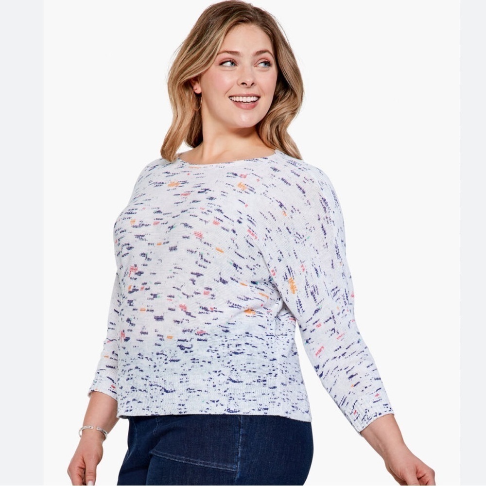 Nic + Zoe SPRING SKIES SWEATER linen blend size Medium